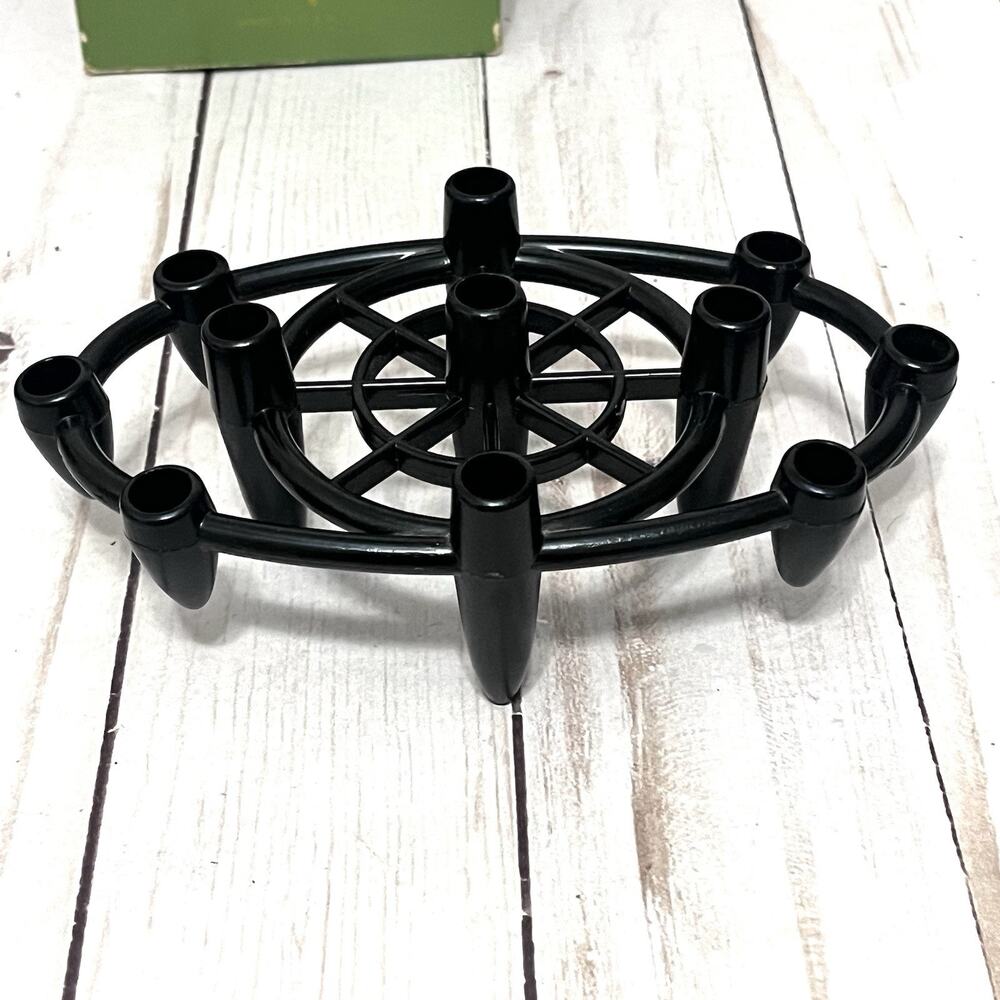 MCM Colonial Candle Co. Oval Black Metal Taper Candle Stick Holder Vintage Decor